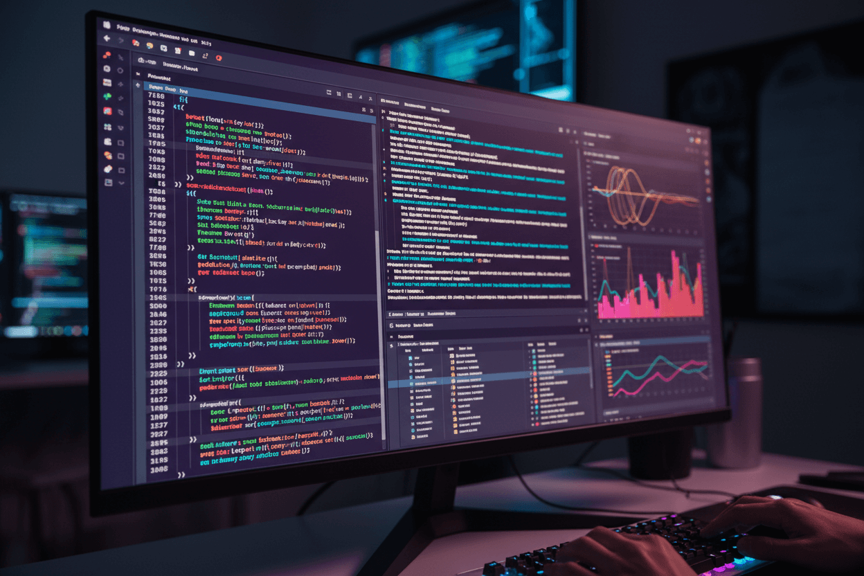 Engineering workstation displaying source code