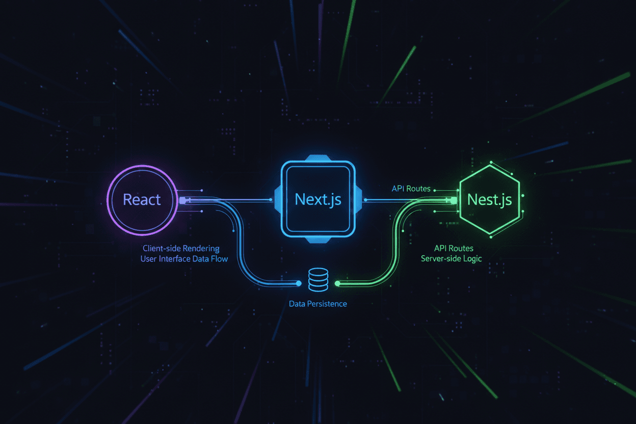 React, Next.js and NestJS architecture diagram
