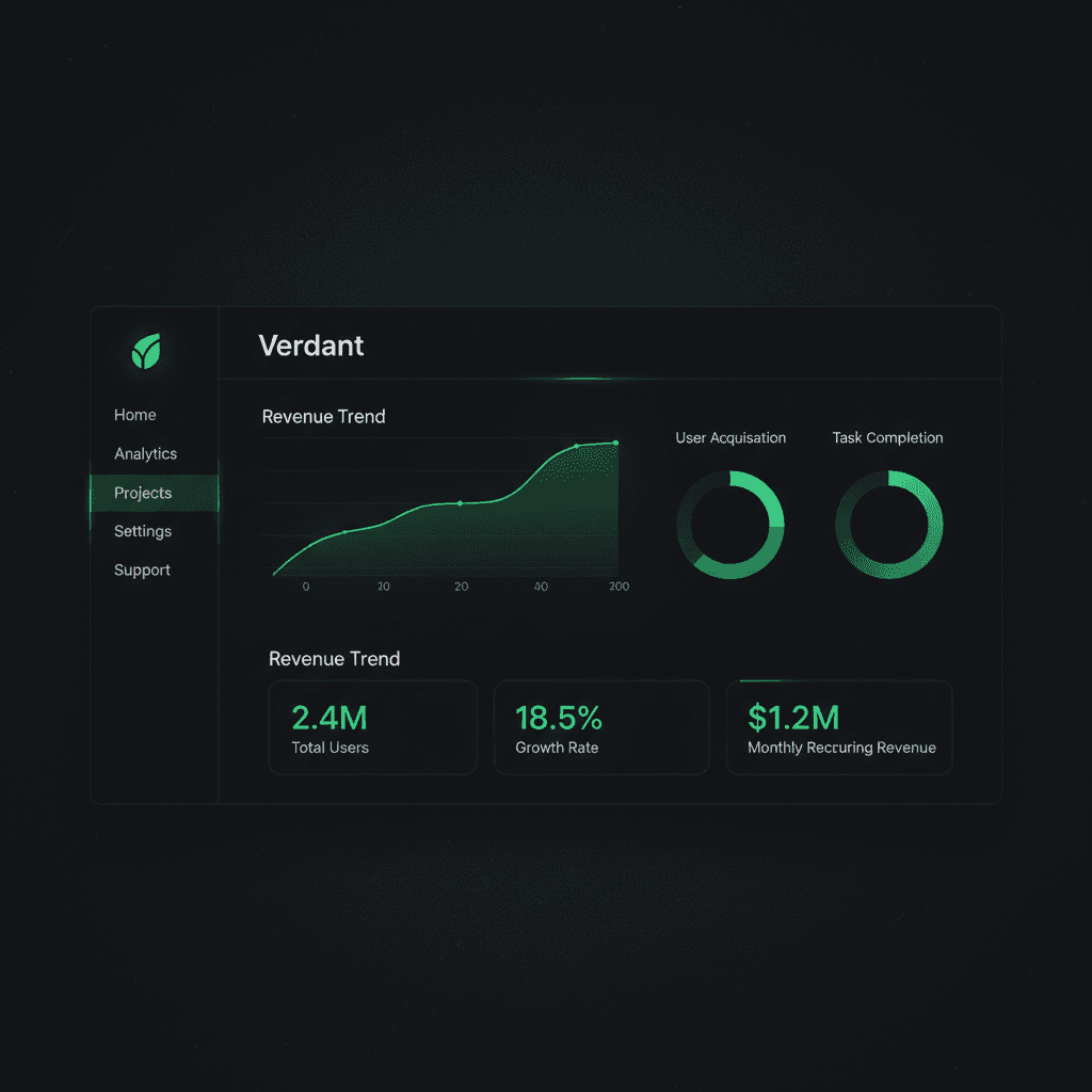 Verdant green analytics dashboard