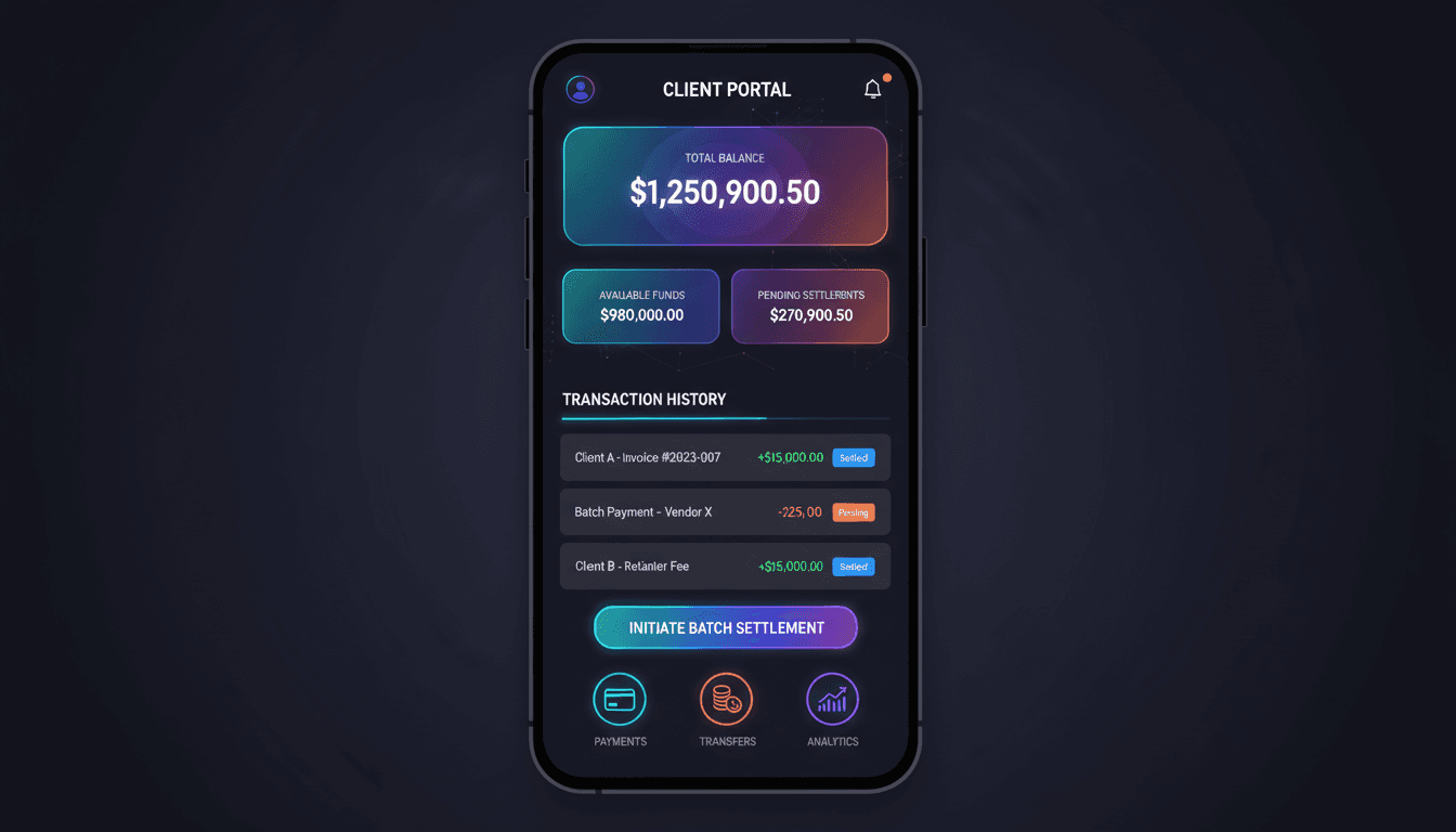 Mobile settlement and client balance interface